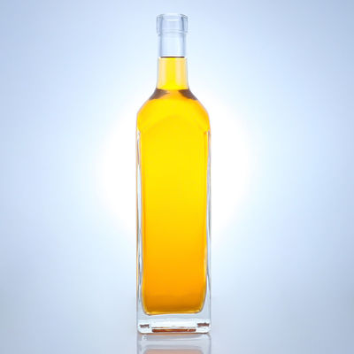 Square Shape Super Flint Glass Bottle in Clear Color for Vodka Whisky Tequila Gin
