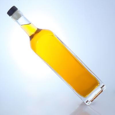 Square Shape Super Flint Glass Bottle in Clear Color for Vodka Whisky Tequila Gin