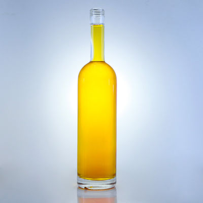 Glass Base Long Neck Customized Super Flint Rum Vodka Whisky Tequila Gin Bottle with Cork