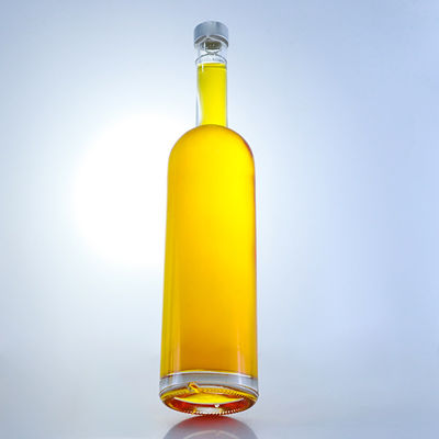 Glass Base Long Neck Customized Super Flint Rum Vodka Whisky Tequila Gin Bottle with Cork