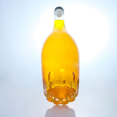 Customization Round Shape Liquor Bottle with Embossed Design and Customized Cork Cap