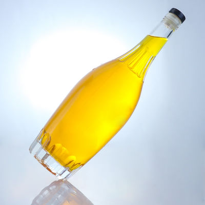 Customization Round Shape Liquor Bottle with Embossed Design and Customized Cork Cap