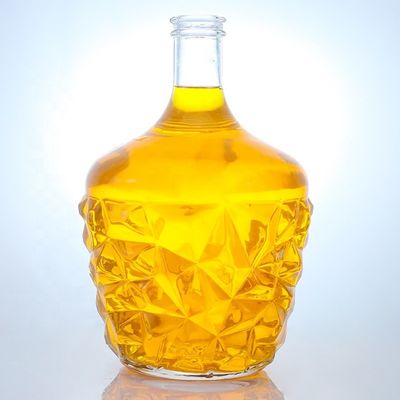Clear or Customized Decal Round Glass Bottle for Rum Vodka Whisky Tequila Gin