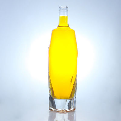 Body Material Glass Square Shape Rum Vodka Whisky Tequila Gin Bottle with Cork Made