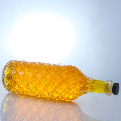 Glass Collar Super Flint Embossed Rum Vodka Whisky Tequila Gin Bottle with Cork Made