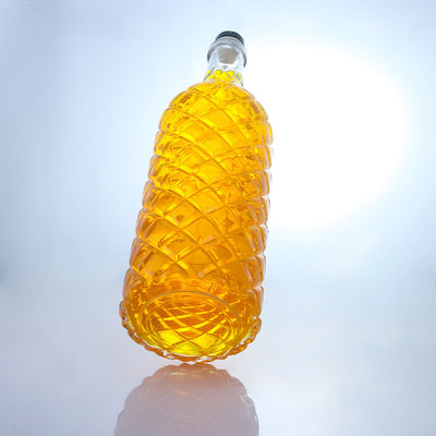 Glass Collar Super Flint Embossed Rum Vodka Whisky Tequila Gin Bottle with Cork Made