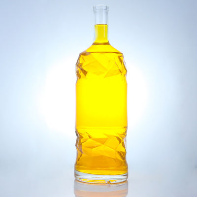 Liquor Glass Bottle with Embossed Customizable Logo and Clear or Customized Bottle Color