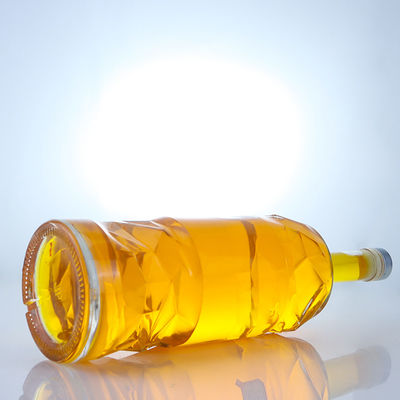 Liquor Glass Bottle with Embossed Customizable Logo and Clear or Customized Bottle Color