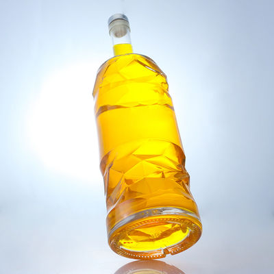 Liquor Glass Bottle with Embossed Customizable Logo and Clear or Customized Bottle Color