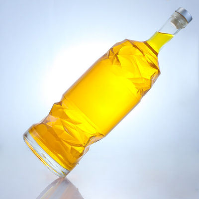 Liquor Glass Bottle with Embossed Customizable Logo and Clear or Customized Bottle Color
