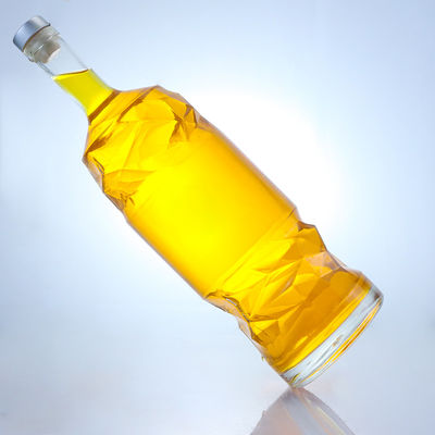 Liquor Glass Bottle with Embossed Customizable Logo and Clear or Customized Bottle Color