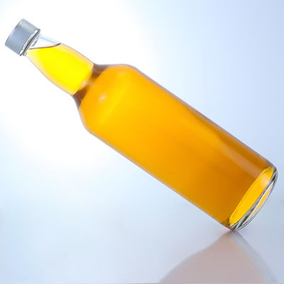 Customized 750ml Glass Liquor Bottle with Unique Neck Design and Cork Sealing Type