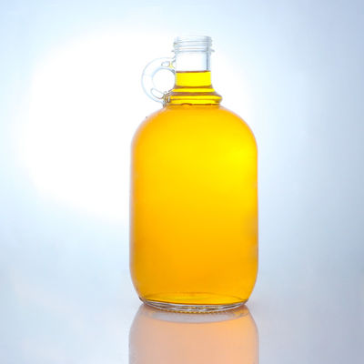Customized Logo Round Shape Liquor Glass Bottle with Handle and Screw Cap