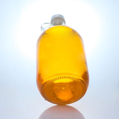 Customized Logo Round Shape Liquor Glass Bottle with Handle and Screw Cap