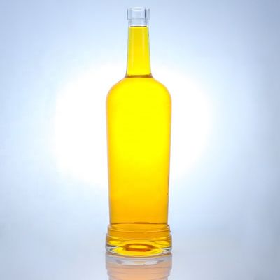 Glass Base Round Shape Customizable Logo Long Neck Liquor Bottle with Cork
