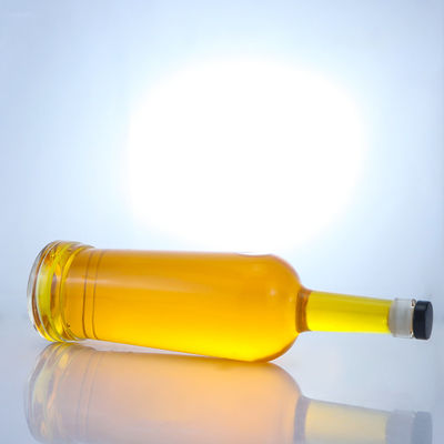 Glass Base Round Shape Customizable Logo Long Neck Liquor Bottle with Cork