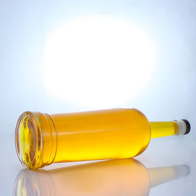 Glass Base Round Shape Customizable Logo Long Neck Liquor Bottle with Cork