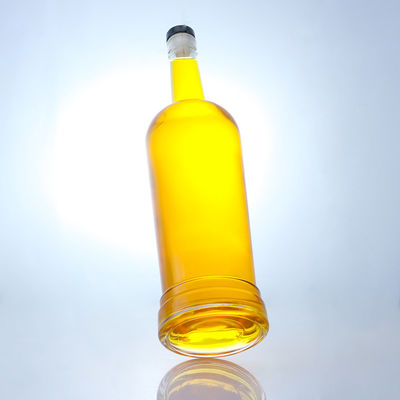 Glass Base Round Shape Customizable Logo Long Neck Liquor Bottle with Cork
