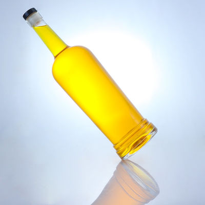 Glass Base Round Shape Customizable Logo Long Neck Liquor Bottle with Cork