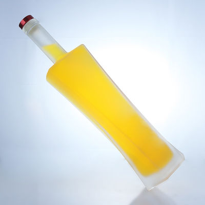 Industrial 750ml Custom Shaped Frosted Glass Liquor Bottles for Top-Shelf Spirits