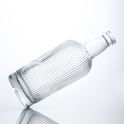 Heavy Transparent Glass Bottle for Brandy Whisky Gin Custom Shape Cork Top Engraved