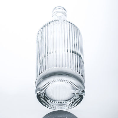 Heavy Transparent Glass Bottle for Brandy Whisky Gin Custom Shape Cork Top Engraved