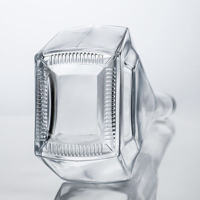 Brandy Vodka Tequila Glass Bottle with Cork Top and Distinctive Polygonal Shape