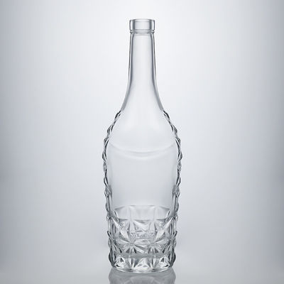 Special Bottom Embossed Glass Liquor Bottle for Rum Gin Vodka Clear or Customized