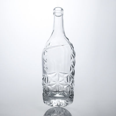 Special Bottom Embossed Glass Liquor Bottle for Rum Gin Vodka Clear or Customized