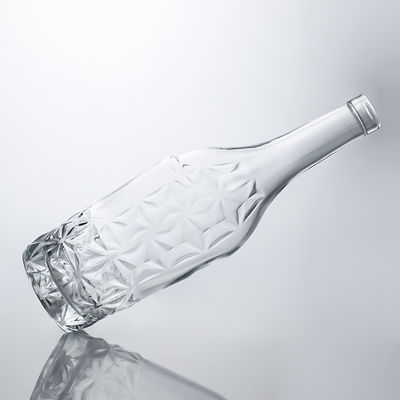 Special Bottom Embossed Glass Liquor Bottle for Rum Gin Vodka Clear or Customized