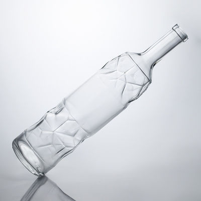 Highly Durable Liquor Glass Bottle with Embossed Pattern and Cork Stopper Perfect