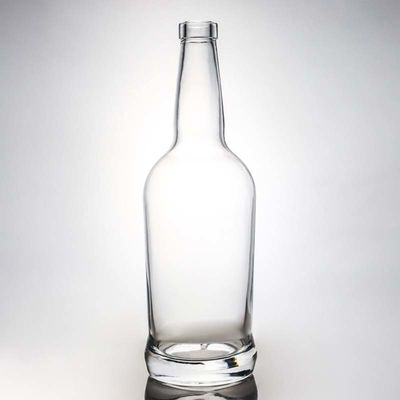 Customized Logo Glass Collar 700ml Round Liquor Bottle for Vodka Brandy Whisky and More