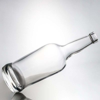 Customized Logo Glass Collar 700ml Round Liquor Bottle for Vodka Brandy Whisky and More