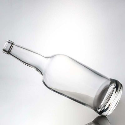 Customized Logo Glass Collar 700ml Round Liquor Bottle for Vodka Brandy Whisky and More