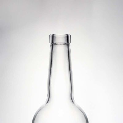 Customized Logo Glass Collar 700ml Round Liquor Bottle for Vodka Brandy Whisky and More