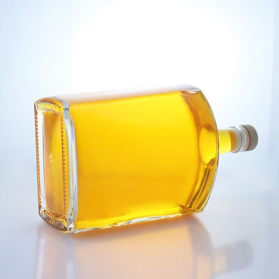 Super Flint Glass Flat Square Rum Vodka Whisky Tequila Gin Bottle with Cork 's Product