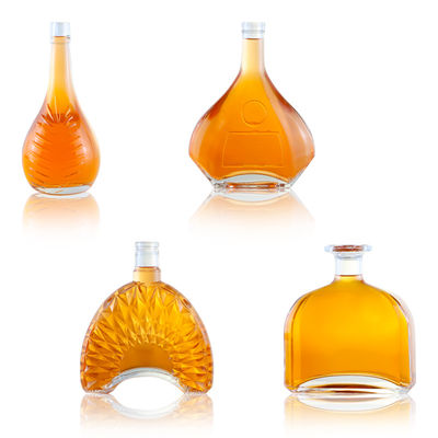 Custom Logo Glass Bottle for Brandy Gin Rum Whisky Unique Design and Super Flint