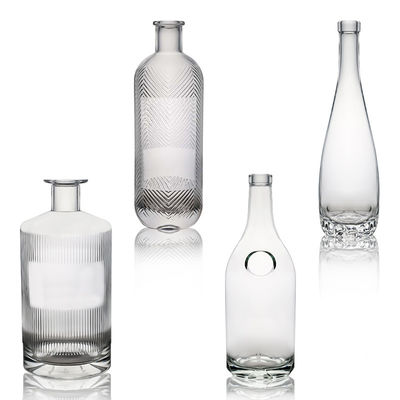 Custom Shape 700ml 750ml Rum Vodka Whisky Tequila Gin Glass Bottle with Cork Logo