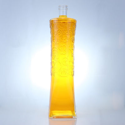 Custom Cap 500ml 700ml 750ml Unique Shape Glass Bottle for Rum Vodka Whisky Tequila Gin