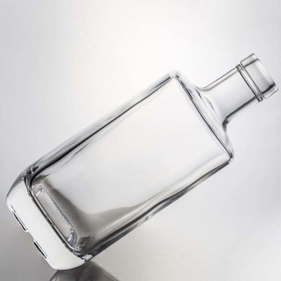 Elegant Square Glass Liquor Bottle 700ml 750ml for Whisky Vodka Gin Collar Material Glass