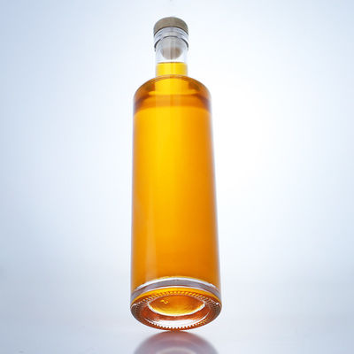 Customized Glass Spirit Bottle with Heavy Base and Cork Stopper