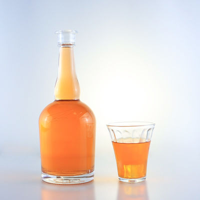 Tequila Rum Champagne Brandy Whisky Glass Bottle with Long Neck and Decal Surface