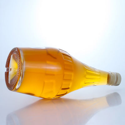 Industrial Liquor Glass Bottle with Custom Embossed Body and Cork Stopper