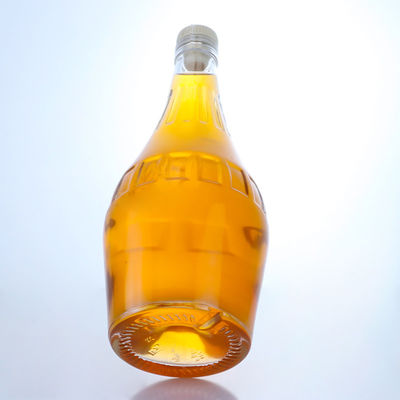 Industrial Liquor Glass Bottle with Custom Embossed Body and Cork Stopper