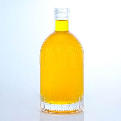 Industrial Liquor Glass Bottle with Screw Cap Stripes and Customized Logo