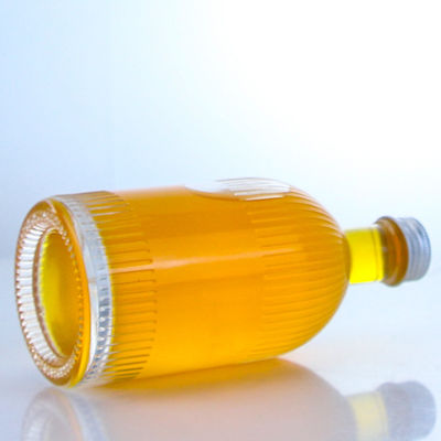 Industrial Liquor Glass Bottle with Screw Cap Stripes and Customized Logo