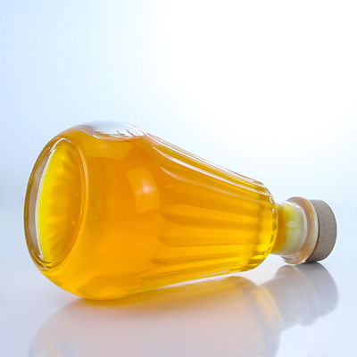 Round Glass Bottle with Cork Cap and Customized Logo for Rum Vodka Whisky Tequila Gin