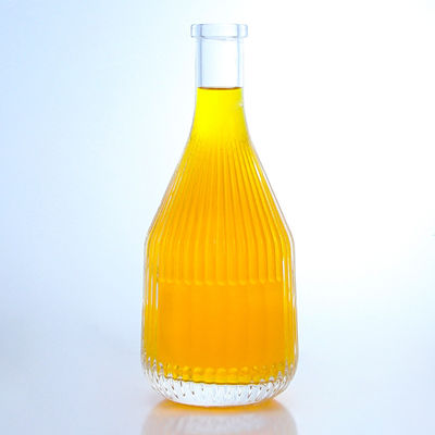 Glass Round Shape 500ml Rum Vodka Whisky Tequila Gin Bottle with Cork Cap