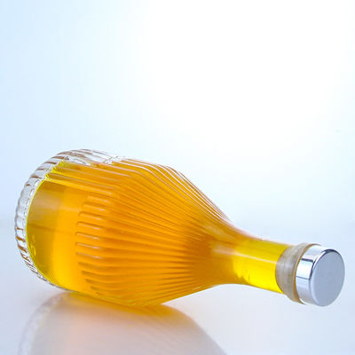 Glass Round Shape 500ml Rum Vodka Whisky Tequila Gin Bottle with Cork Cap