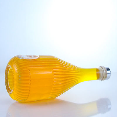 Glass Round Shape 500ml Rum Vodka Whisky Tequila Gin Bottle with Cork Cap